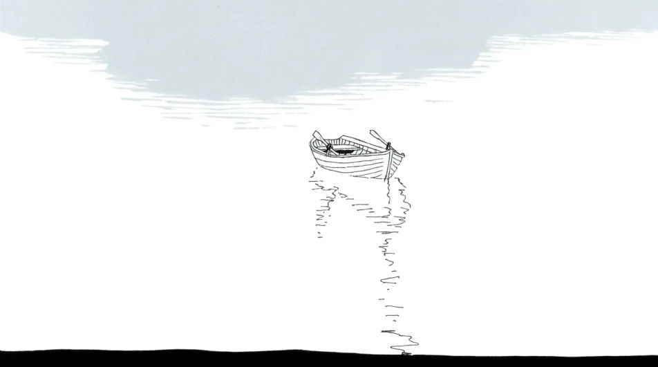 Boat alone on a wide lake