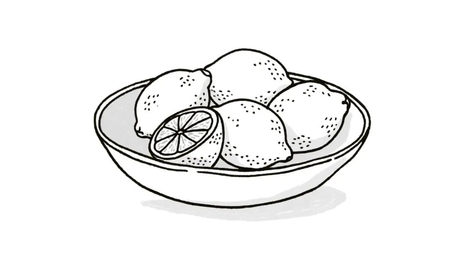 Lemons in a shallow bowl