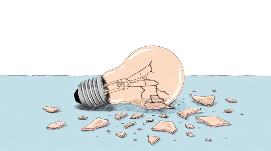 Broken bulb on a surface