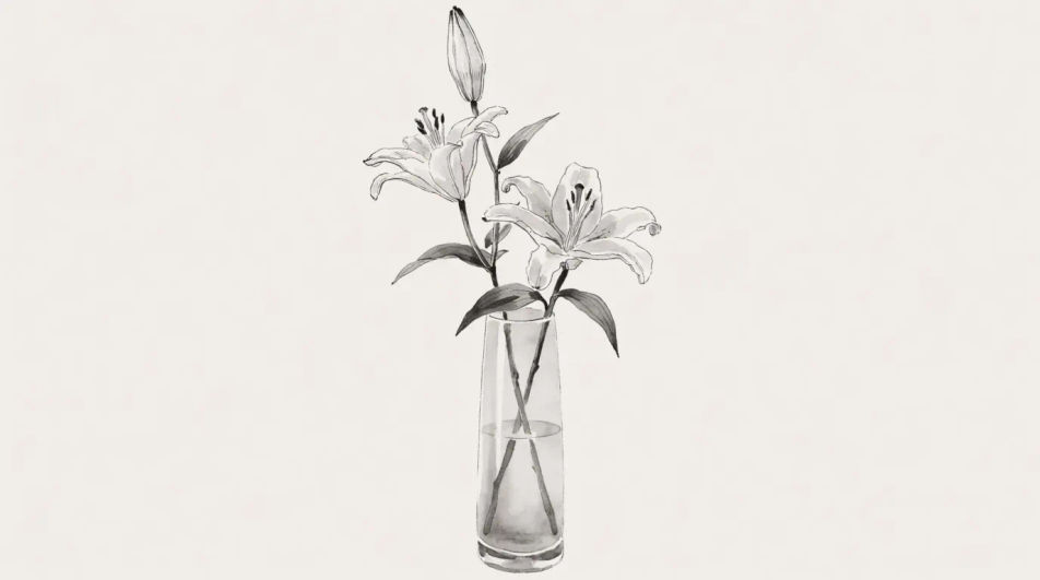 Three lilies in a vase