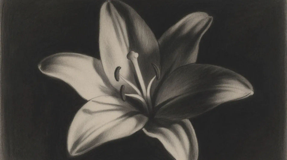 Single bloom against dark ground