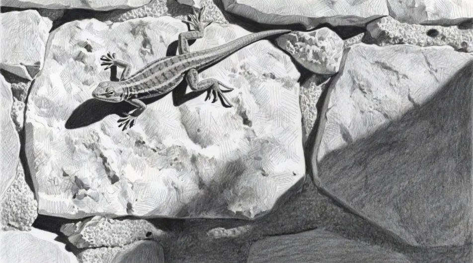 Lizard on a sunlit wall