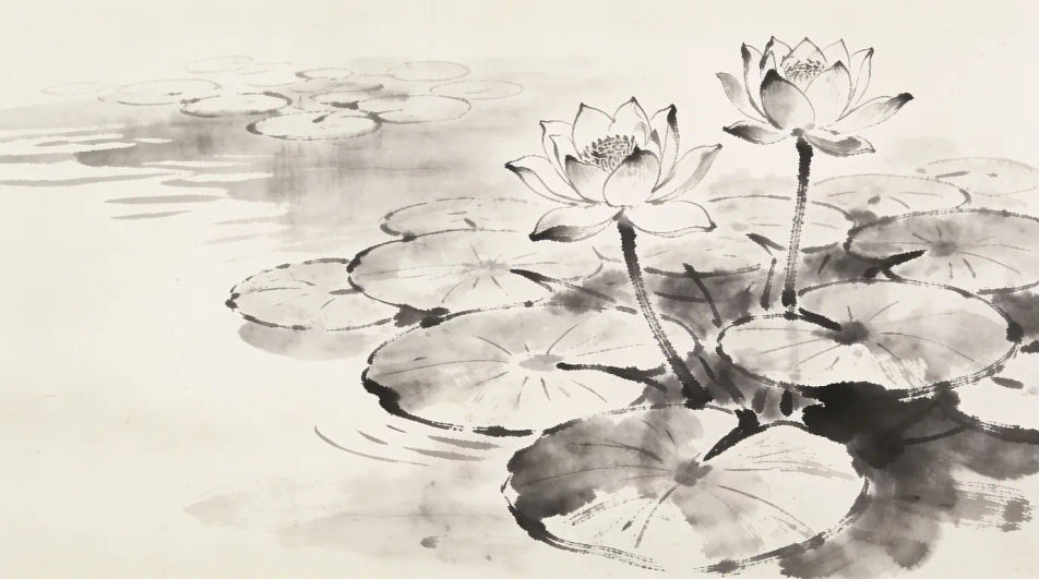 Lotus pond with pads