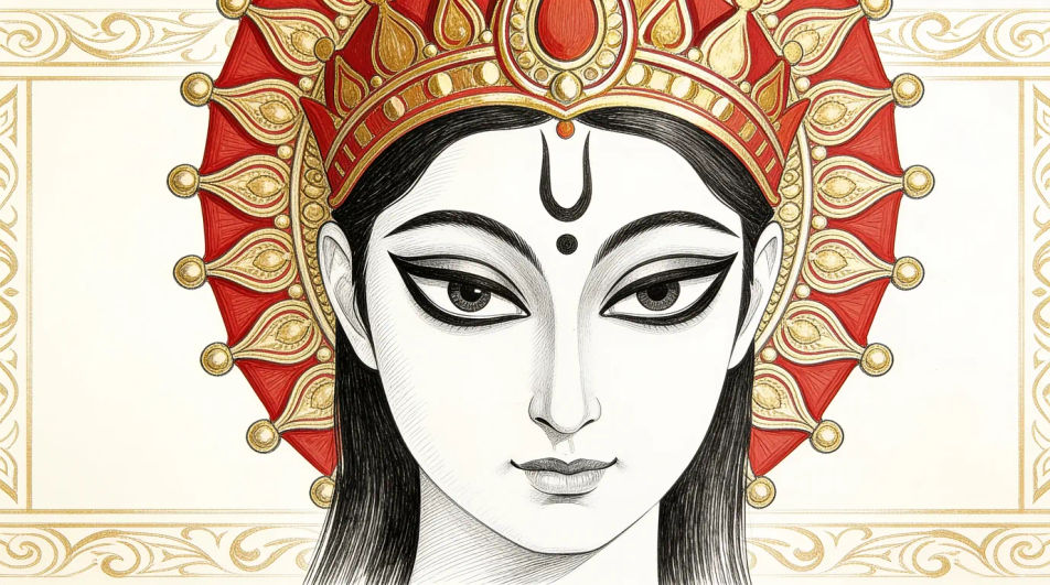 Face framed by the crown