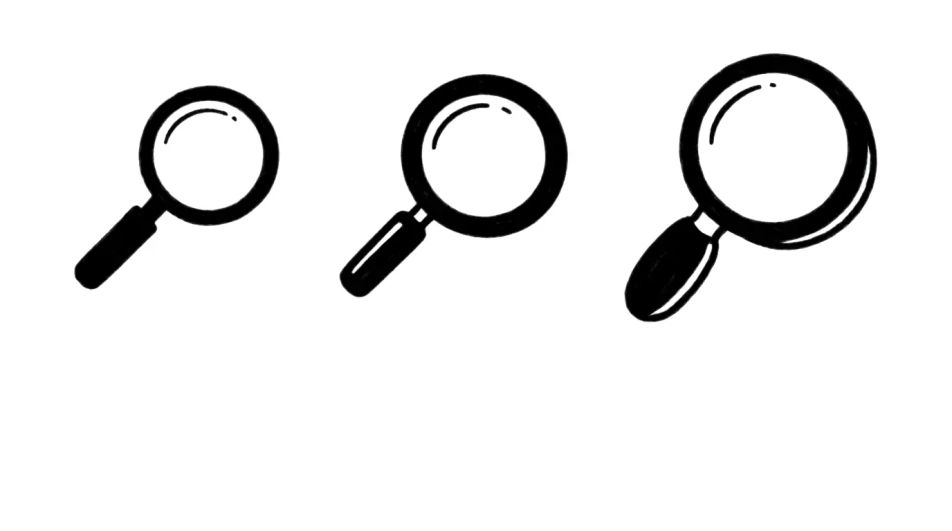 Search icon set in a row