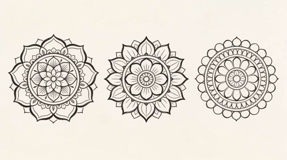 Three mandalas in a row