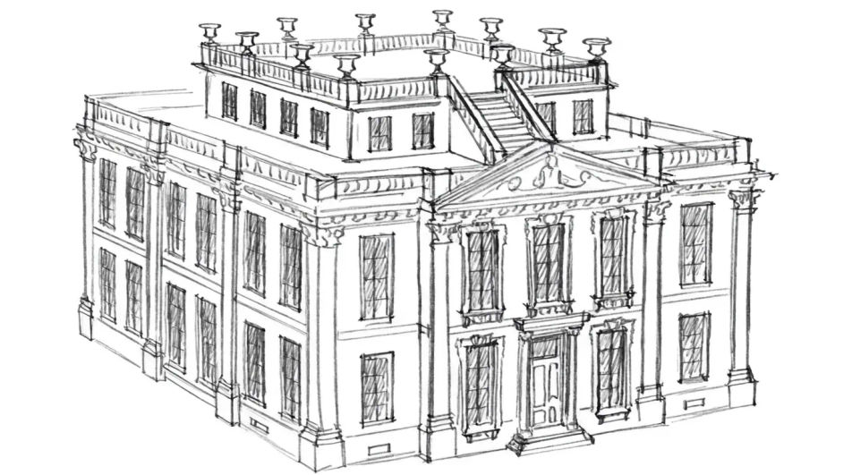 Corner view with the grounds