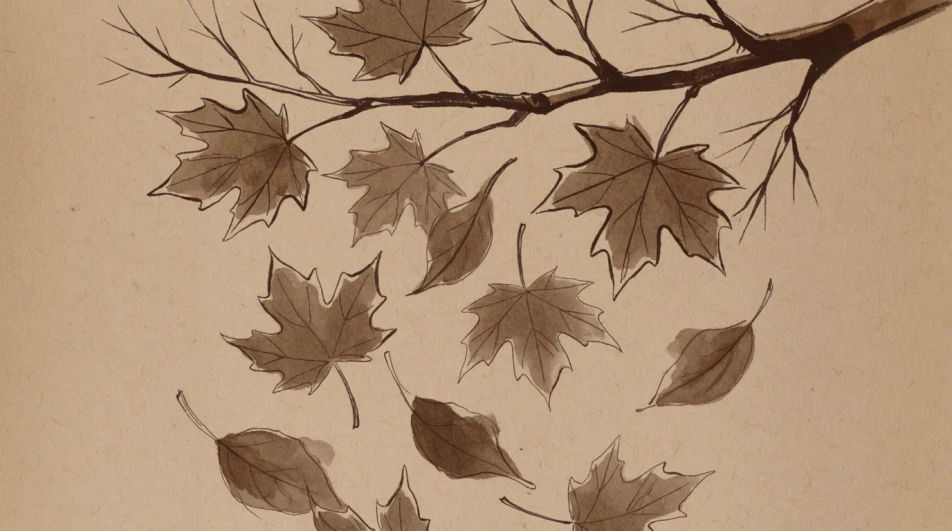Leaves falling from a branch