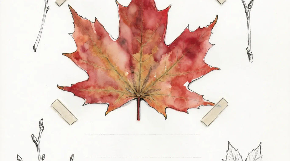 Pressed leaf on a specimen card