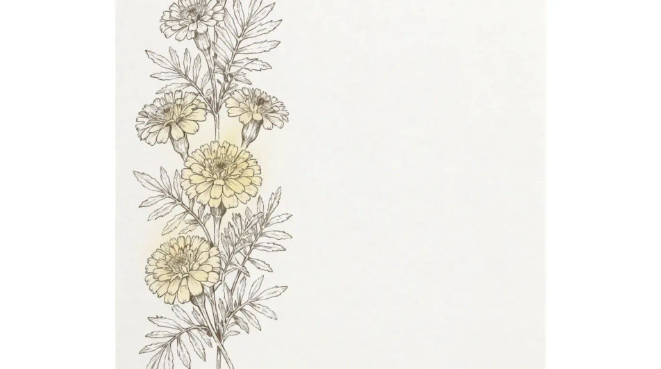 Marigold border on a blank page