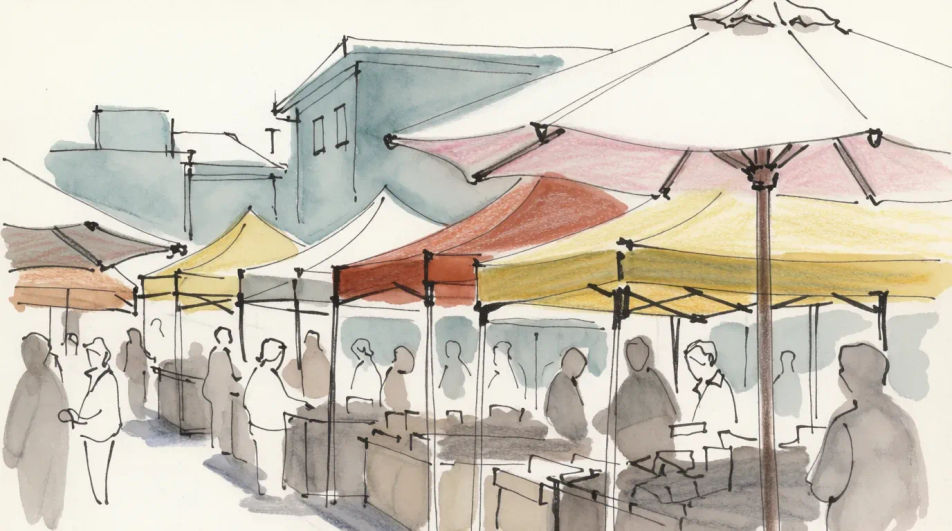 Street market rooftops