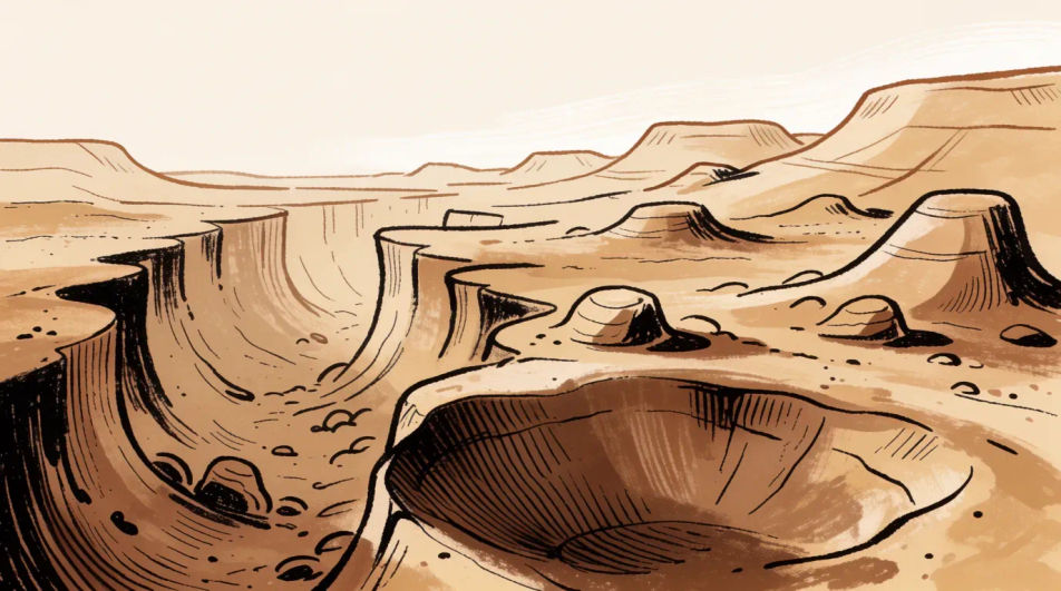 Canyon under a pale sky