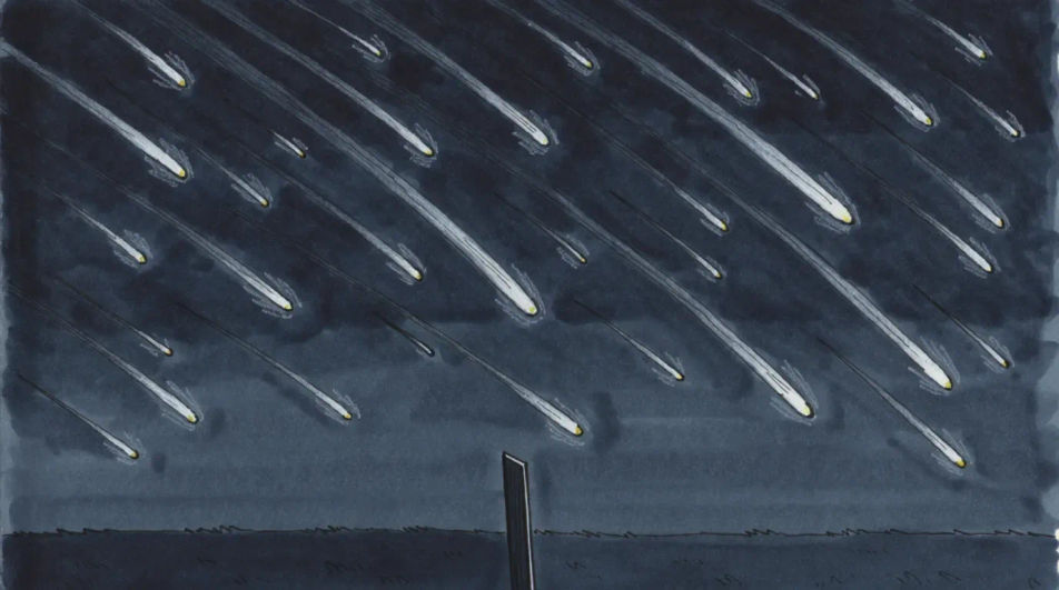 Meteor shower over a field