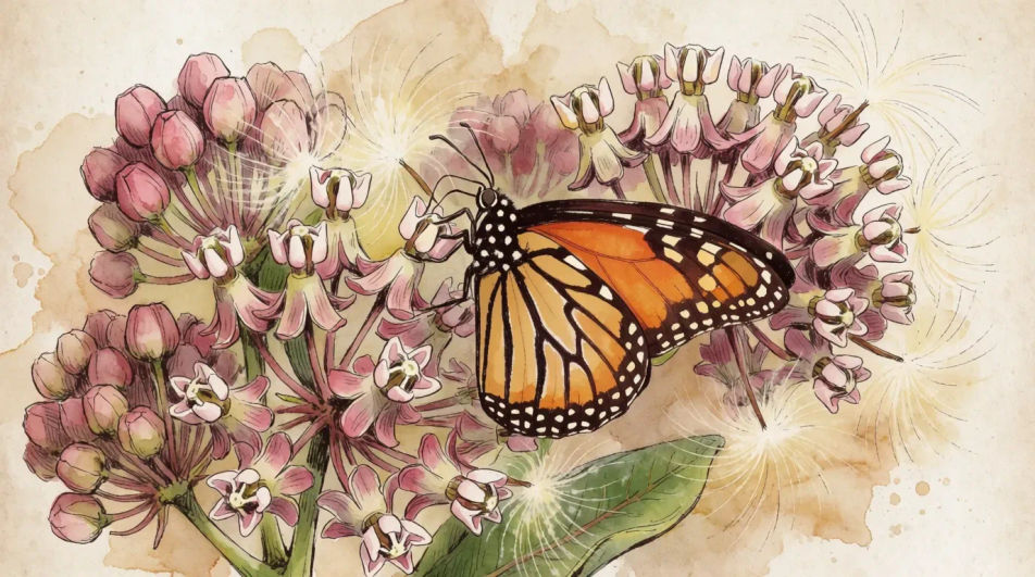 Monarch on a milkweed flower