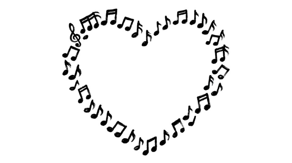 Heart made of music notes