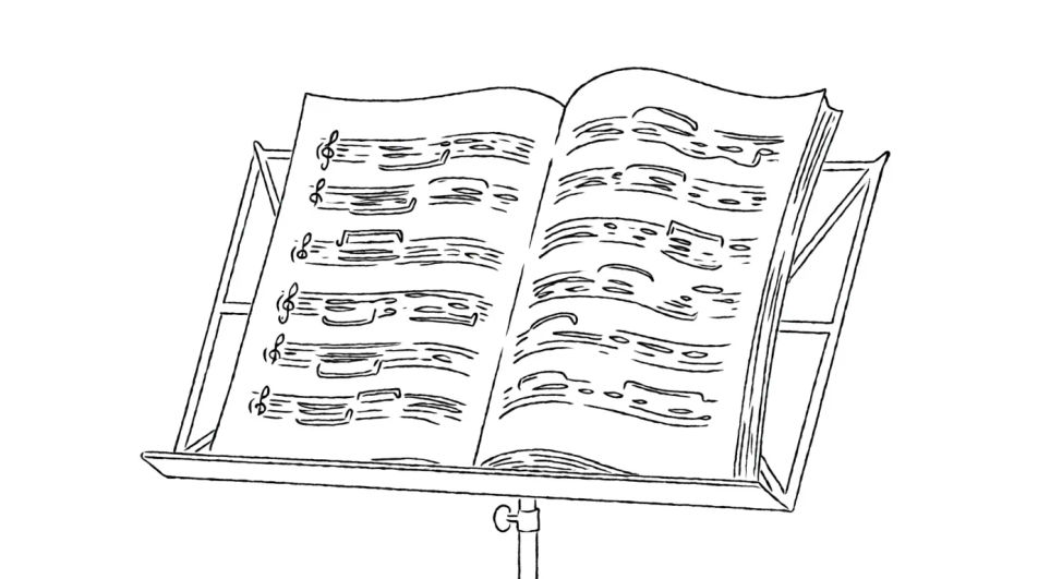 Open score on a music stand