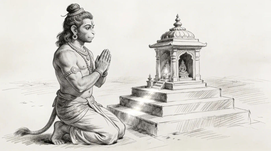 Kneeling before a shrine