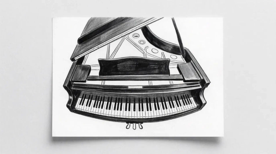 Grand piano seen from above