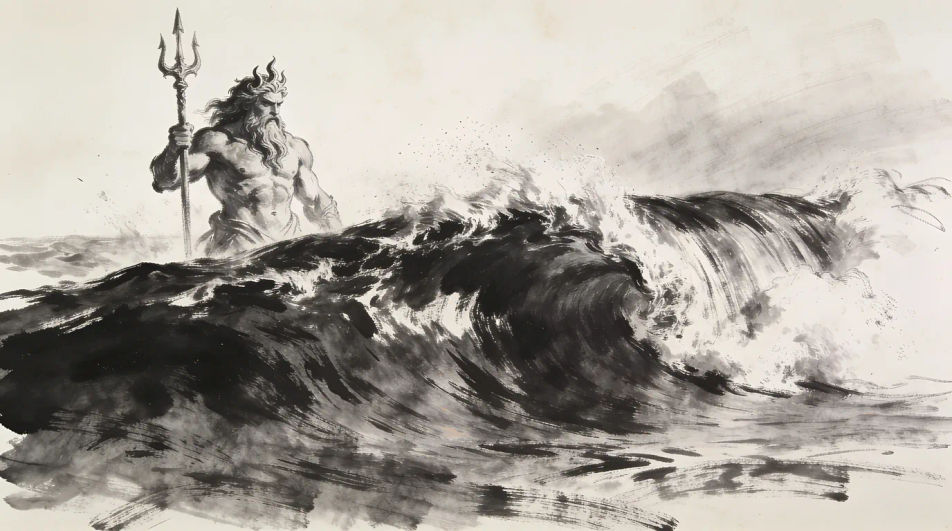 Standing over a breaking sea