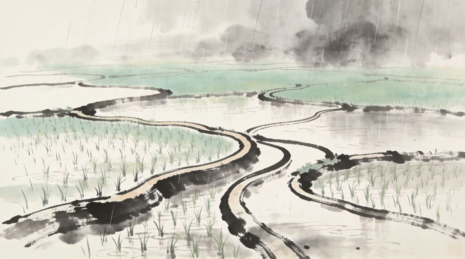 Paddy fields in the monsoon