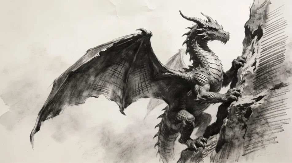 Dragon on a cliff ledge
