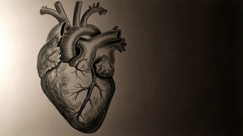 Heart on a dark ground