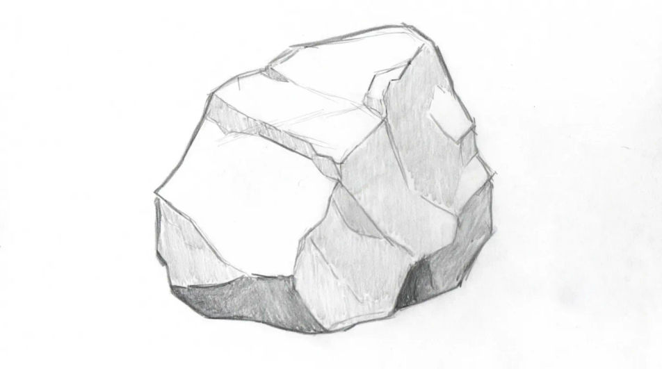 Single rock with construction lines
