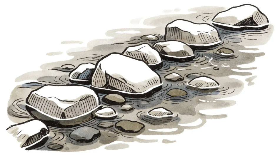 Rocks in a stream bed