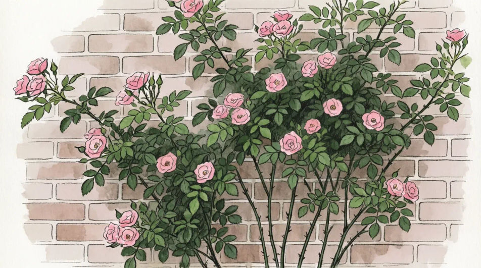 Roses along a garden wall