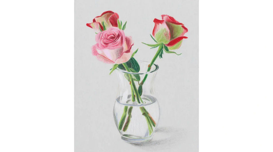 Three roses in a vase