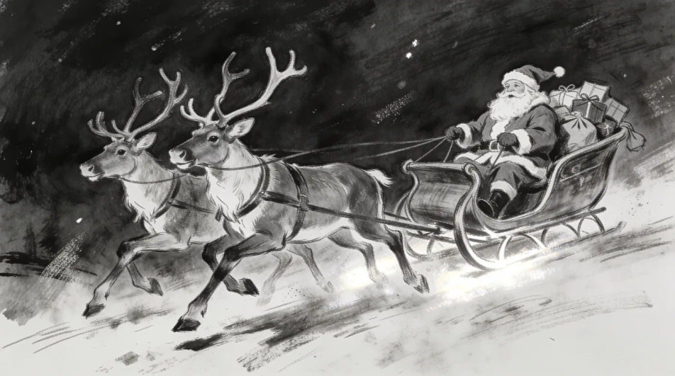 Sleigh against the night sky