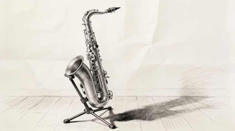 Saxophone on a stand