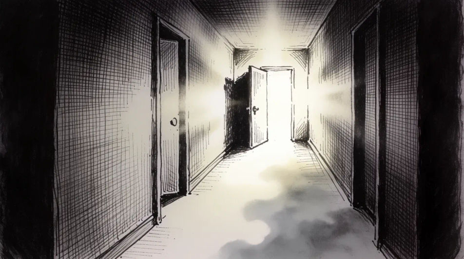 Corridor with an open door