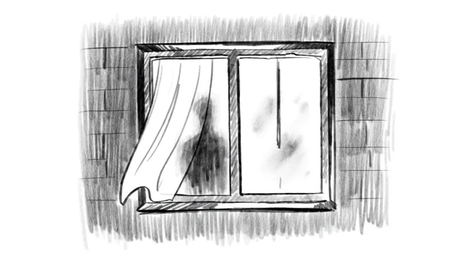 Figure behind a window