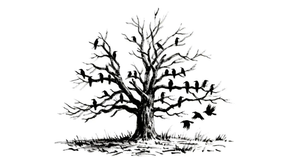 Bare tree and crows