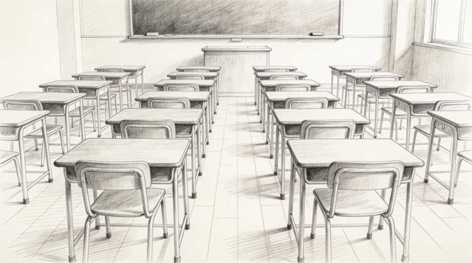 Classroom in one-point perspective