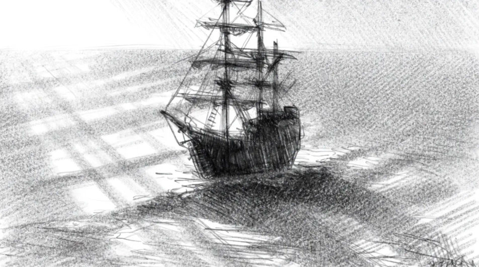 Ship on open water