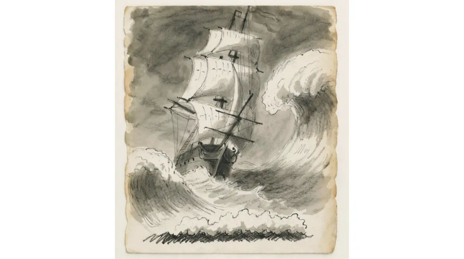 Ship in a storm