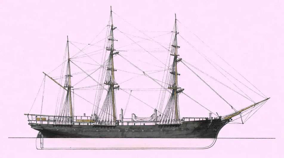 Nautical blueprint elevation