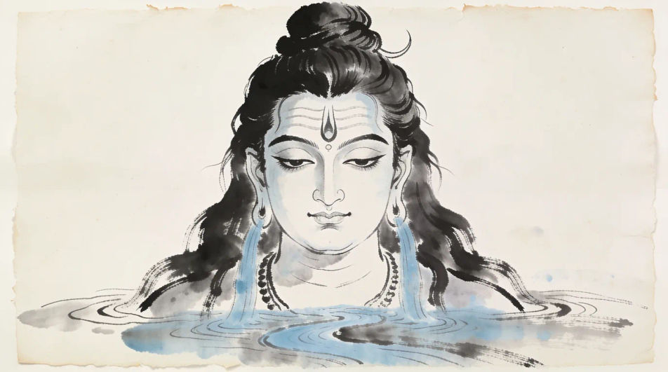 River falling from the hair