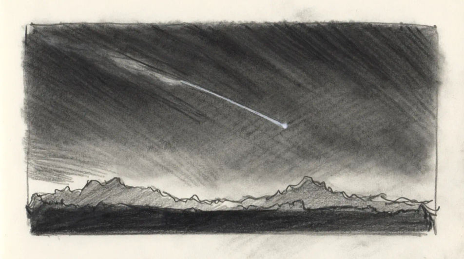 Streak over rolling hills