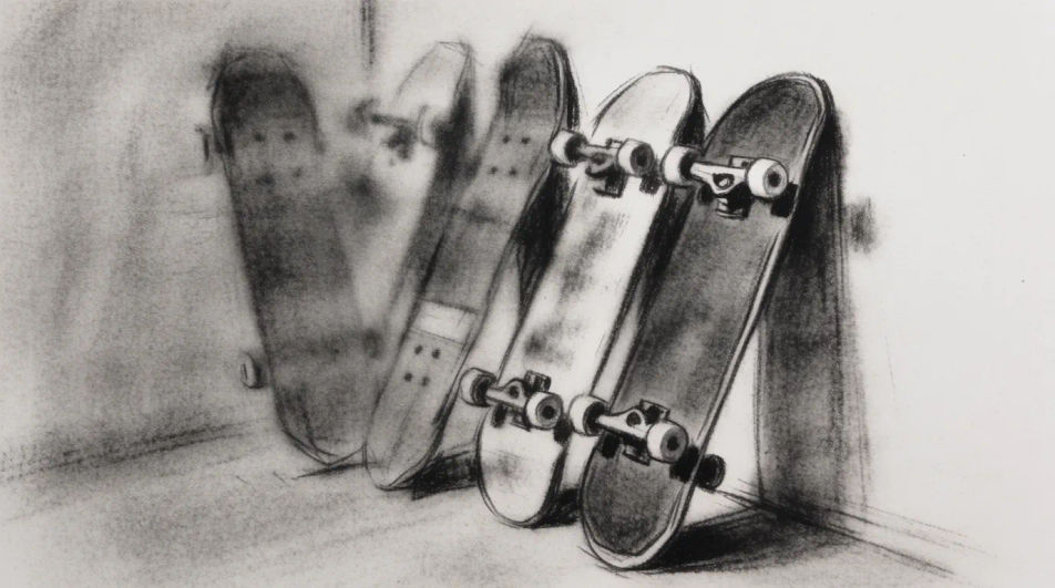 Boards stacked in a corner