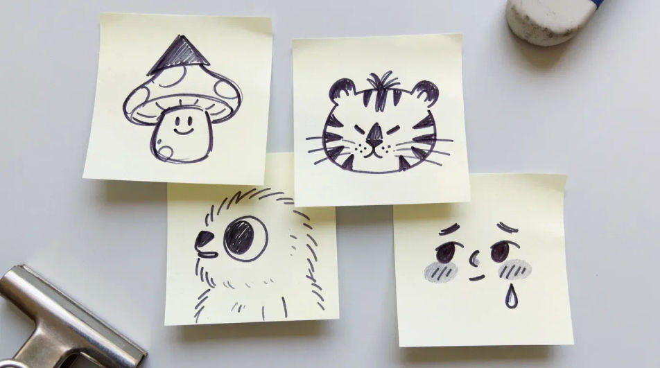 Sticky notes on a desk