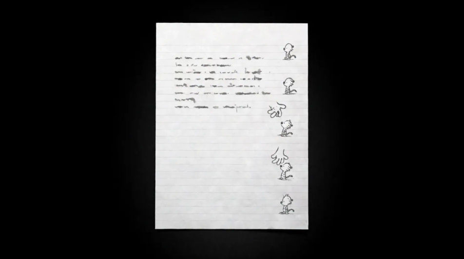 Margin drawings down a ruled page