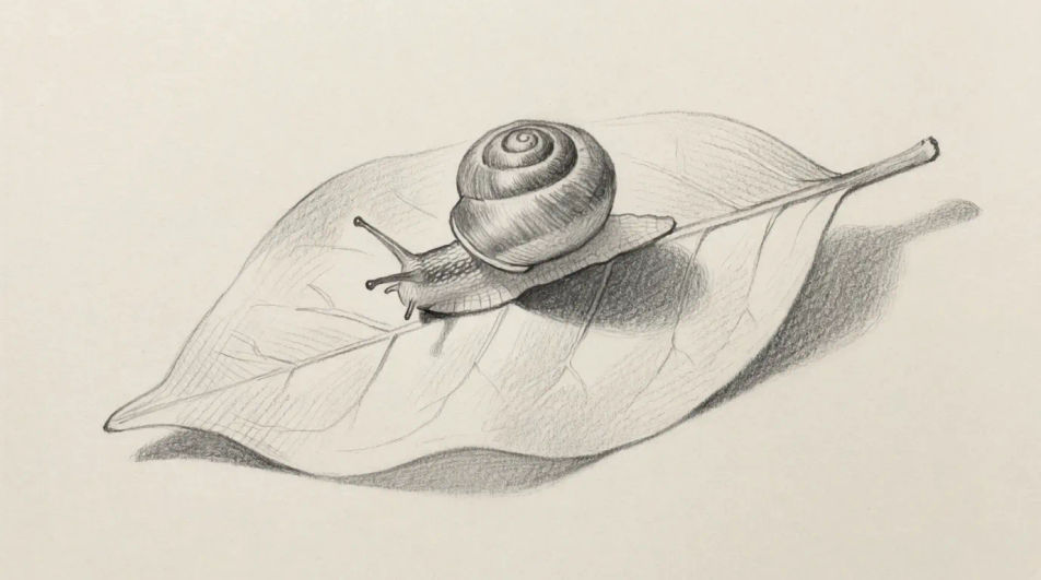 Snail crossing a leaf