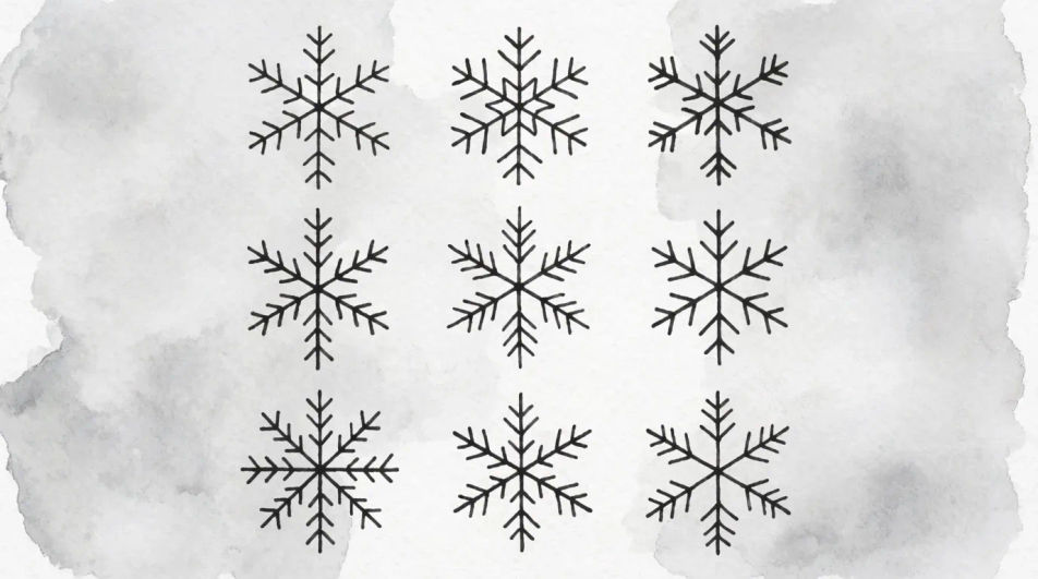 Grid of nine snowflakes