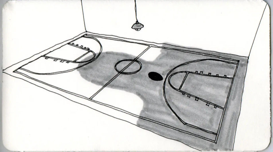 Empty court at first light
