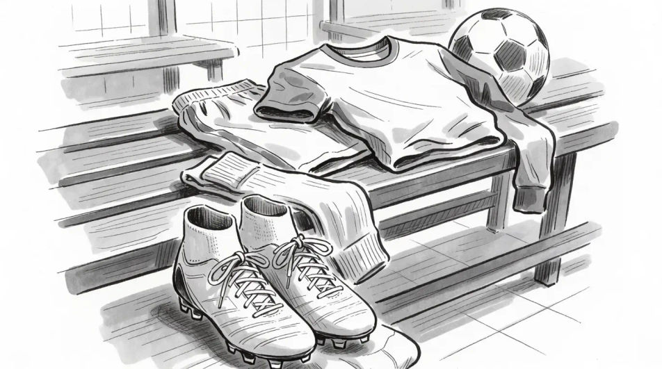 Equipment laid out on a bench