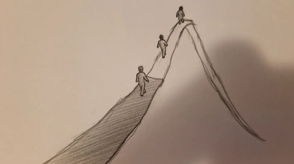 The climb to the peak
