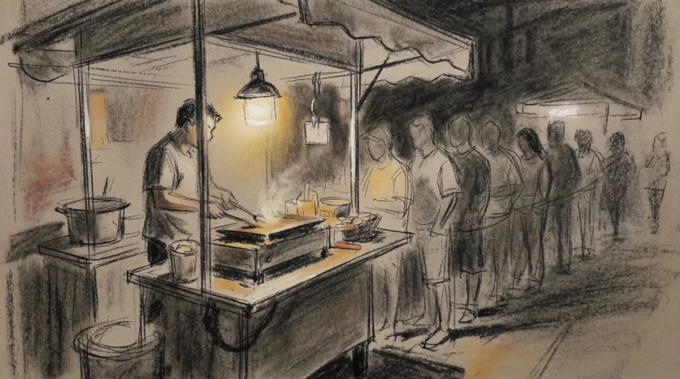 Taco stand at night